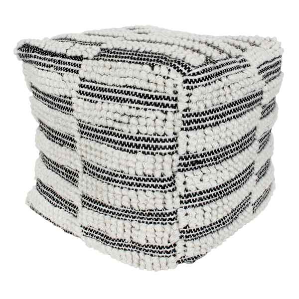 Black Fringe Pouf, 18"