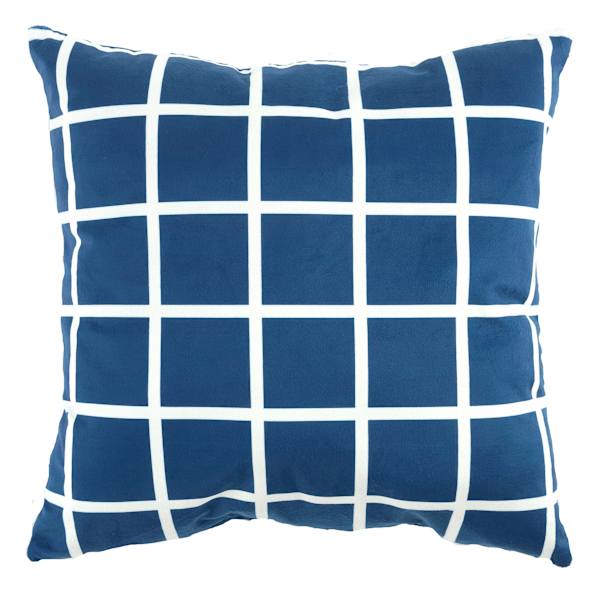 Khalini Navy Blue Check Throw Pillow, 18"