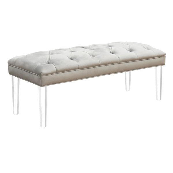 Laila Ali Tufted Acrylic Leg Bench, Grey