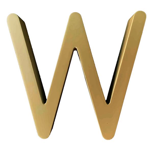 4" Gold Monogram Letter, W