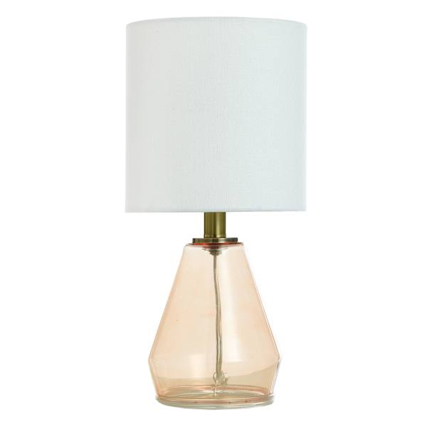 Peach Glass Accent Lamp with Shade, 15.5"