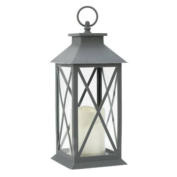 Blue Grey LED Lantern, 12"