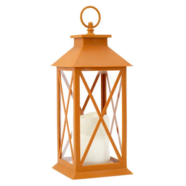 Orange LED Lantern, 12"