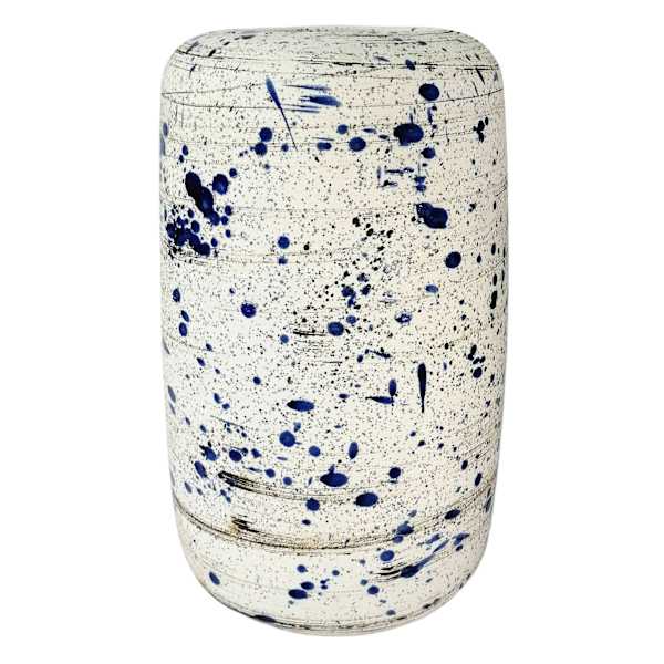 Ty Pennington Blue Speckled Ceramic Vase, 11"