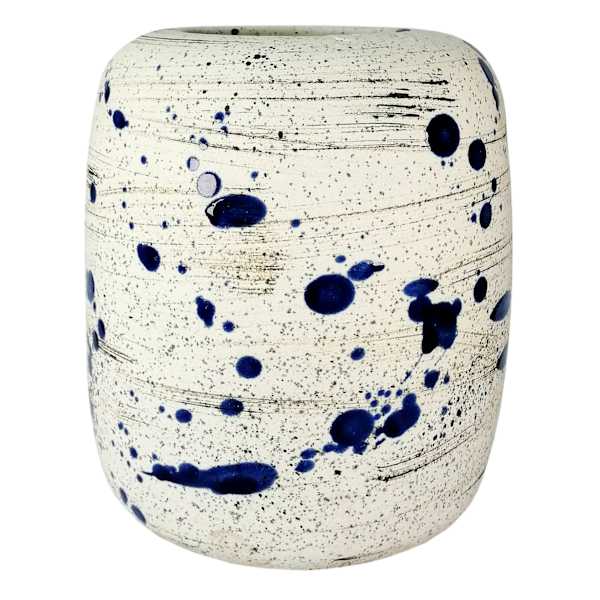 Ty Pennington Blue Speckled Ceramic Vase, 8"