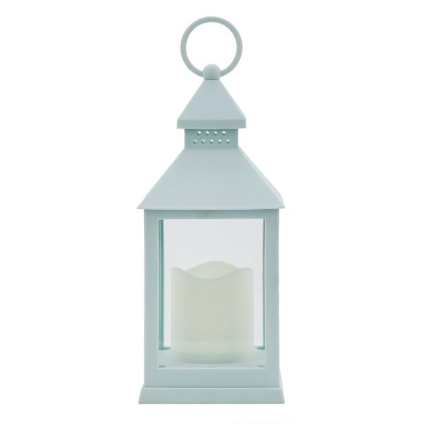 Light Blue LED Lantern, 9.5"