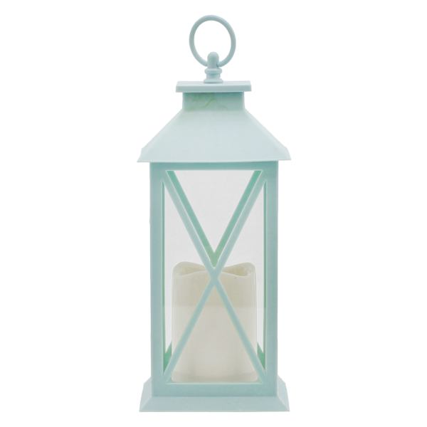 Light Blue LED Lantern, 12"