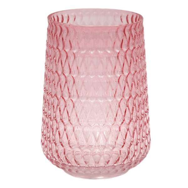 Pink Textured Glass Vase, 7"