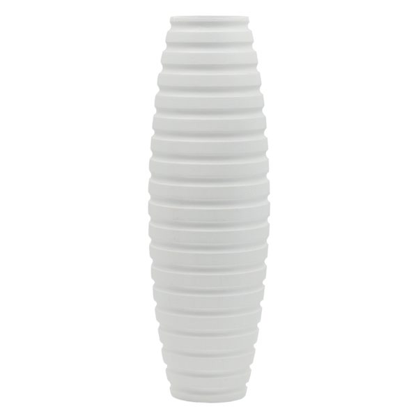 White Faux Wood Vase, 16"