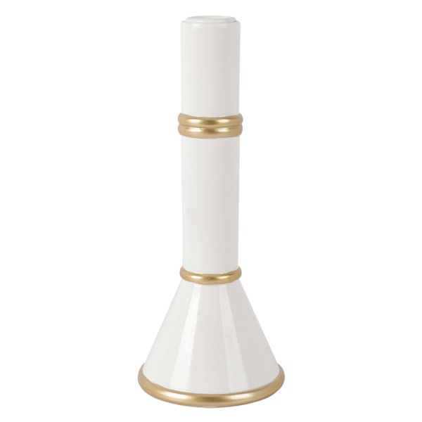 Grace Mitchell White & Gold Taper Candle Holder, 9"
