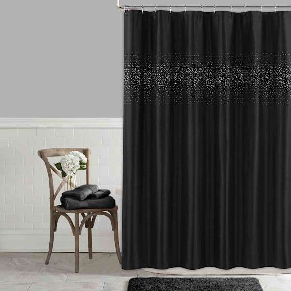 Black & Silver Starburst Shower Curtain, 72"
