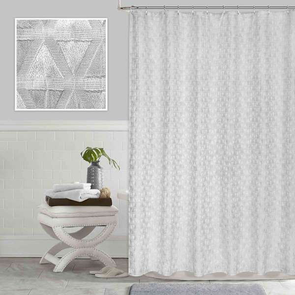 Laila Ali Grey Tribeca Triangle Jacquard Shower Curtain, 72"