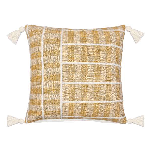 Ty Pennington Yellow Textured Woven Tassel Throw Pillow, 20"