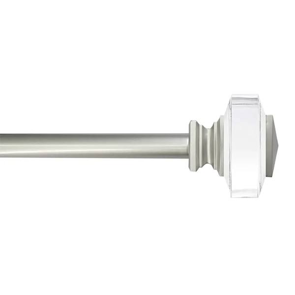 Tyson 3/4" Clear & Nickel Square Curtain Rod, 48-84"