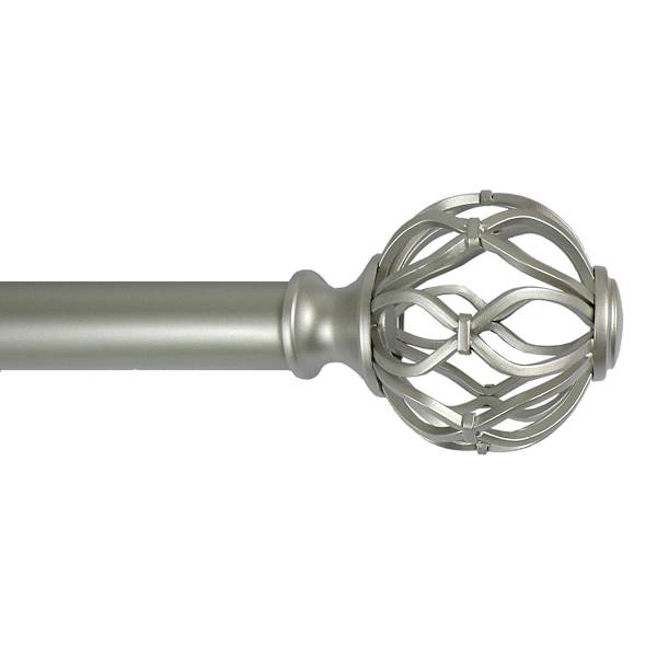 Winslow 1" Nickel Cage Curtain Rod, 72-120"