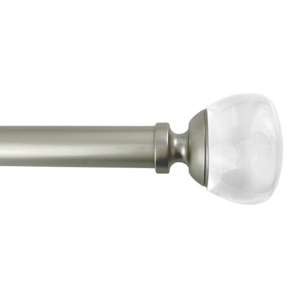 Preston 1" Clear & Silver Round Curtain Rod, 37-72"