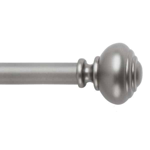 1" Pewter Knob Curtain Rod, 36-72"