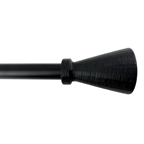 1" Black Textured Cone Curtain Rod, 36-72"