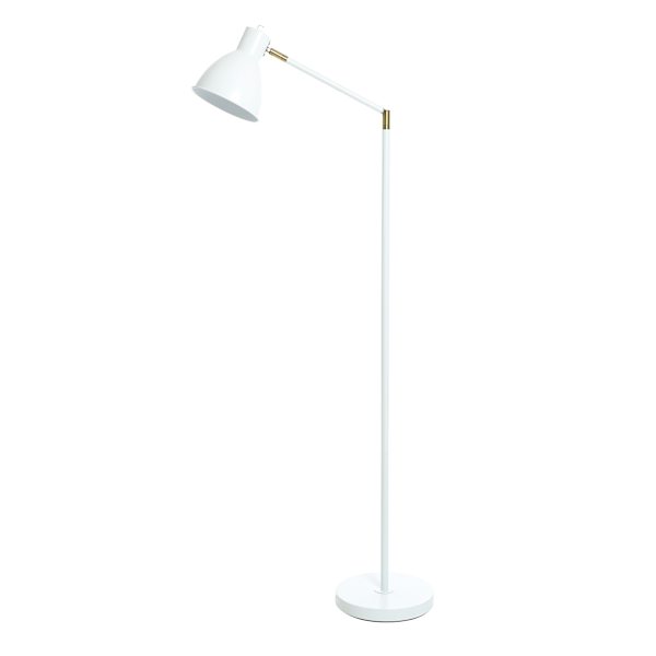 White & Brass Task Floor Lamp, 65"
