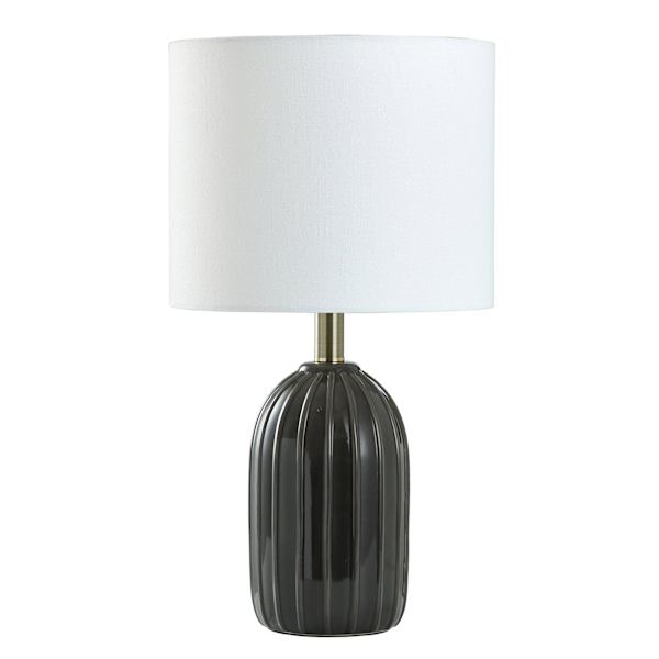 Black Ribbed Accent Lamp with Shade, 18"