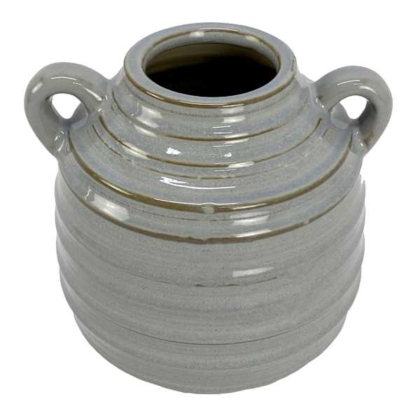 Ty Pennington Grey Ceramic Vase with Handles, 6"