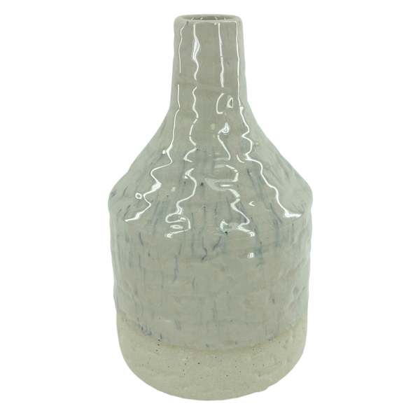Honeybloom White and Blue Speckeled Vase, 10"