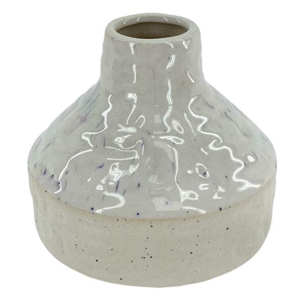 Honeybloom White and Blue Speckeled Vase, 4"