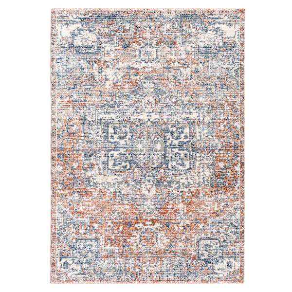(B811) Amore Rust & Blue Medallion Area Rug, 8x10