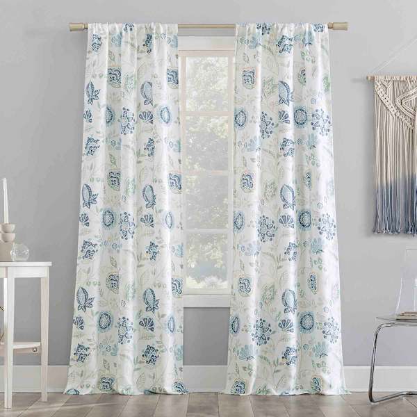 Selah Blue & Yellow Print Curtain Panel, 84"