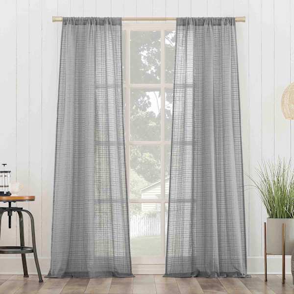 Bayside Grey Rod Pocket Curtain Panel, 84"