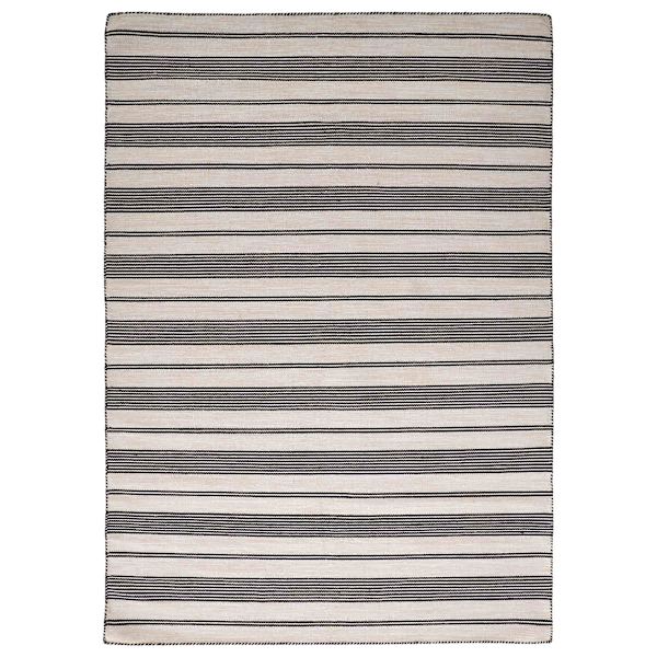 (B804) Santiago Navy & Ivory Striped Area Rug, 7x9