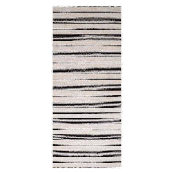 (B804) Santiago Navy & Ivory Striped Runner, 2x8