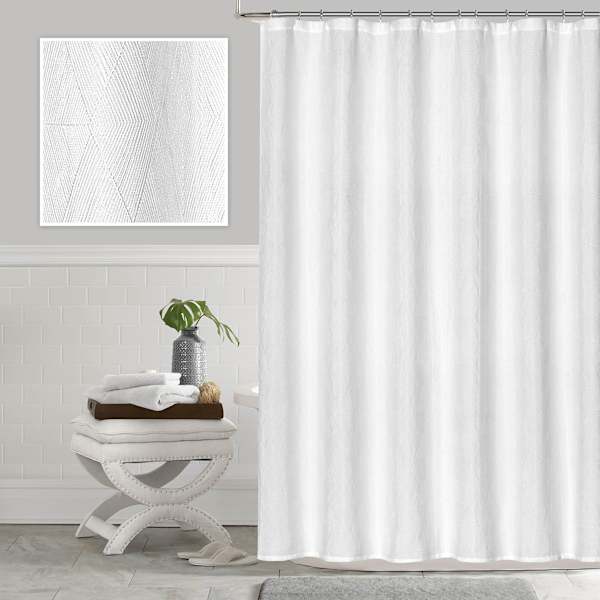 Crosby St. White Hex Jacquard Shower Curtain, 72"