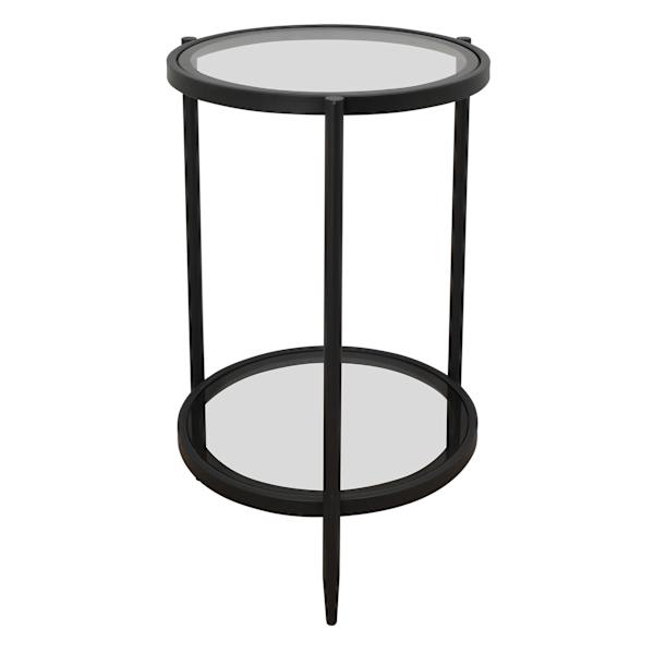 Honeybloom Emerson Glass-Top Accent Table, Black