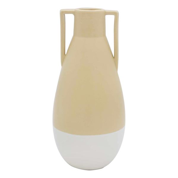 Ty Pennington Tan Ceramic Vase with Handles, 9"