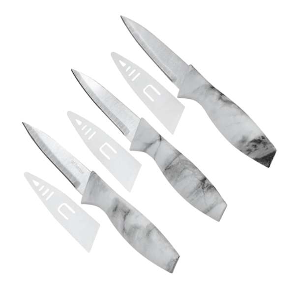 6-Piece Marble-Look Handle Paring Knife & Sheath Set
