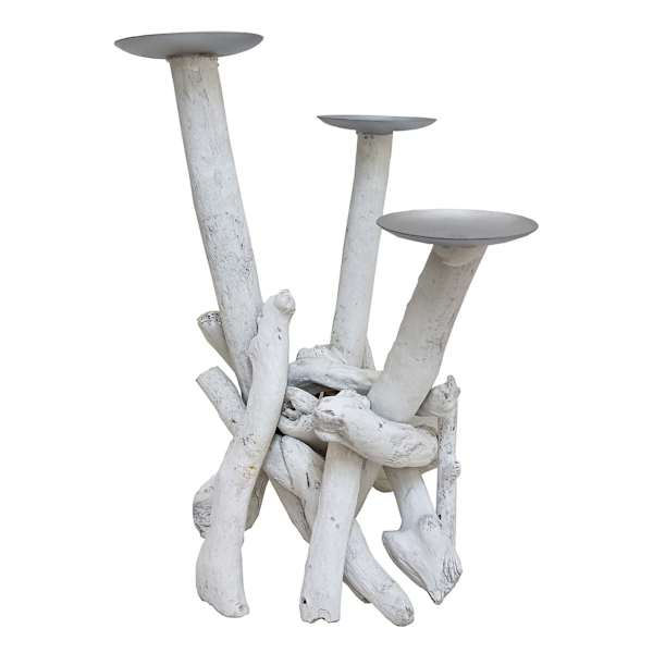 Ty Pennington Natural Wood 3-Plate Candle Holder
