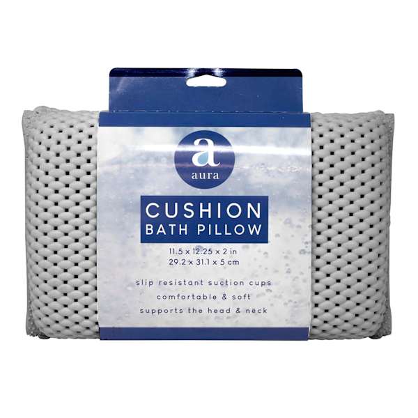 Grey Spa Bath Pillow with Flaps, 8x12