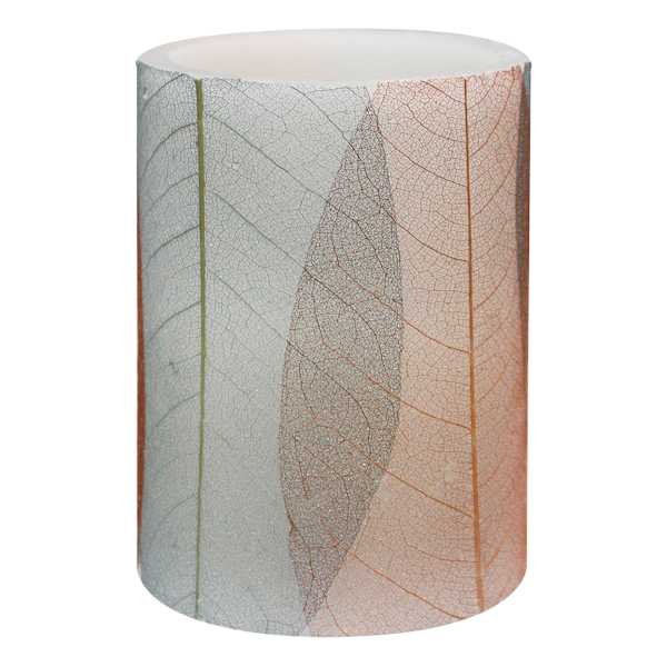 Honeybloom Leaf Wrapped LED Pillar Candle, 3x4