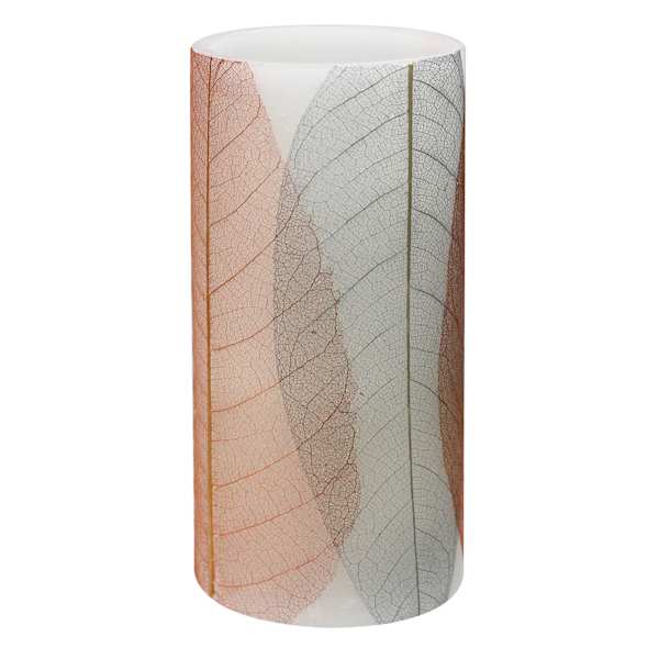 Honeybloom Leaf Wrapped LED Pillar Candle, 6"