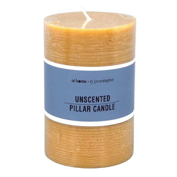 Ty Pennington Orange Unscented Rustic Pillar Candle, 4"