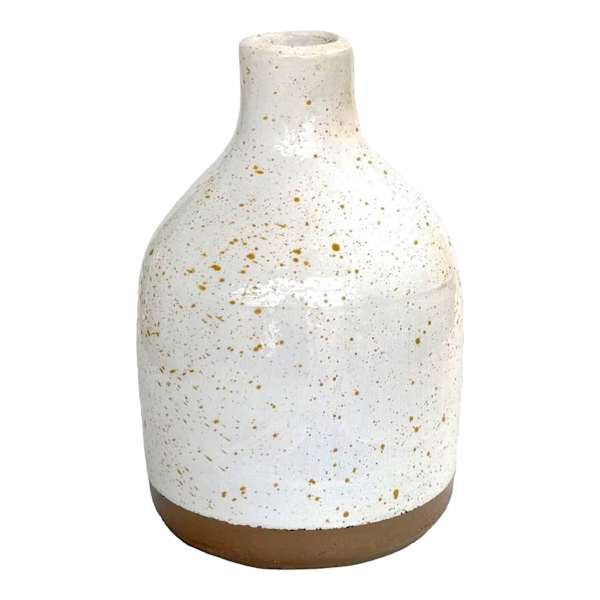Ty Pennington White Speckled Clay Vase, 5"