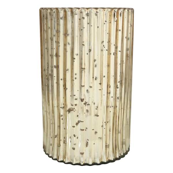Tracey Boyd Gold Mercury Glass Hurricane Candle Holder, 9"