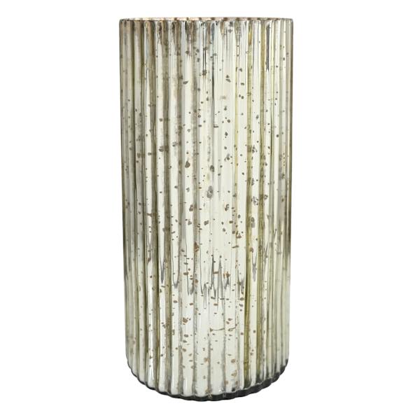 Tracey Boyd Gold Mercury Glass Hurricane Candle Holder, 15"