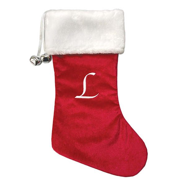 20" Red Velvet Monogram Stocking, L