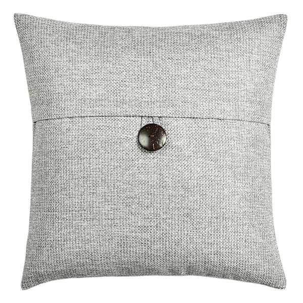 Clayton Grey Button Throw Pillow, 24"