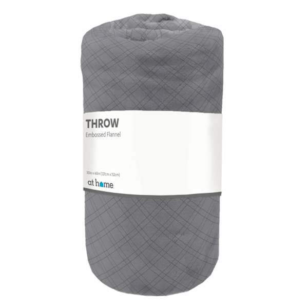 Buren Grey Embossed Plush Throw Blanket, 50x60