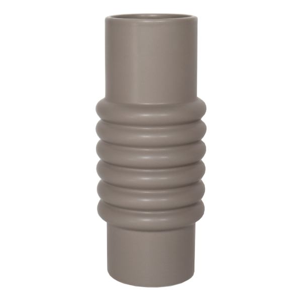 Crosby St. Grey Ribbed Ceramic Vase, 11"