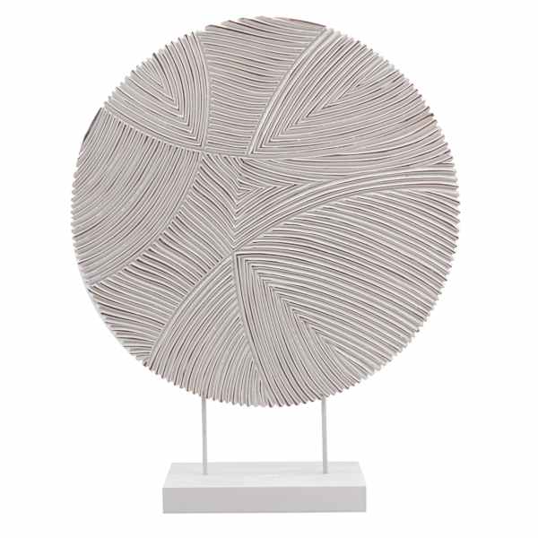 White Round Etched Disk Figurine, 19"