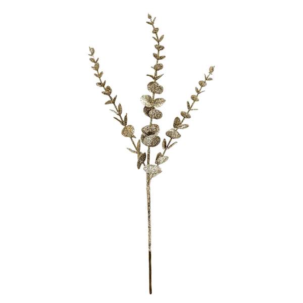 Pink Champagne Glittered Eucalyptus Pick, 20"